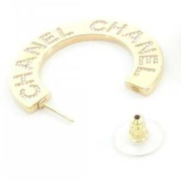 #107 - Chanel Gold/Crystal Hoop Earrings - ABD144 - Picture 3 of 6
